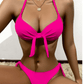SHEIN Shein Womens Swimwear S / Fuchsia SHEIN - Front Tie Side Push Up Swimwear Two Pieces