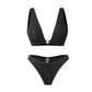 SHEIN Shein Womens Swimwear S / Black SHEIN - Heart Linked V Neck Top Bottom bikini