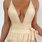 SHEIN Shein Womens Swimwear M / Beige SHEIN - Lace-Up Back Swimsuit