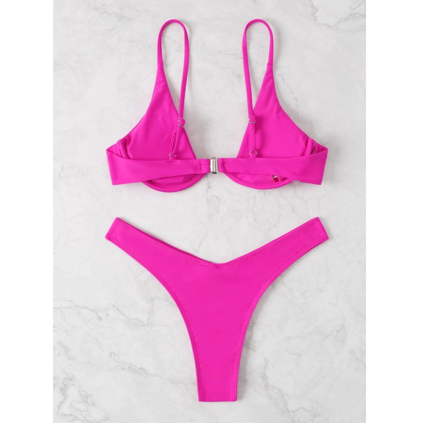 SHEIN Shein Womens Swimwear XS / Fuchsia SHEIN - Monochrome Bikini Set