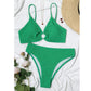 SHEIN Shein Womens Swimwear L / Green SHEIN - O-Ring Detail Textured Bikini Set