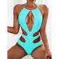 SHEIN Shein Womens Swimwear M / Blue SHEIN - One Piece Cut Out Swimsuit Halter Tie