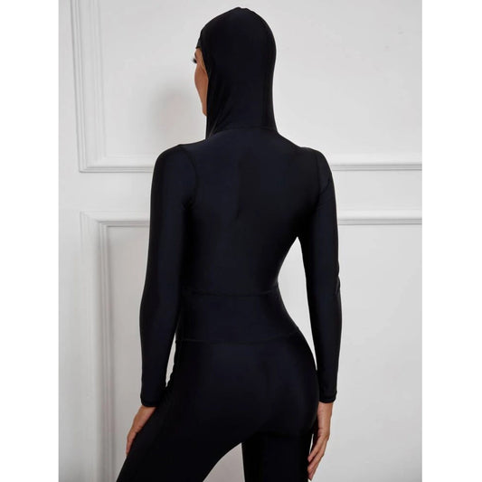 SHEIN Shein Womens Swimwear S / Black SHEIN - One piece hooded swimsuit
