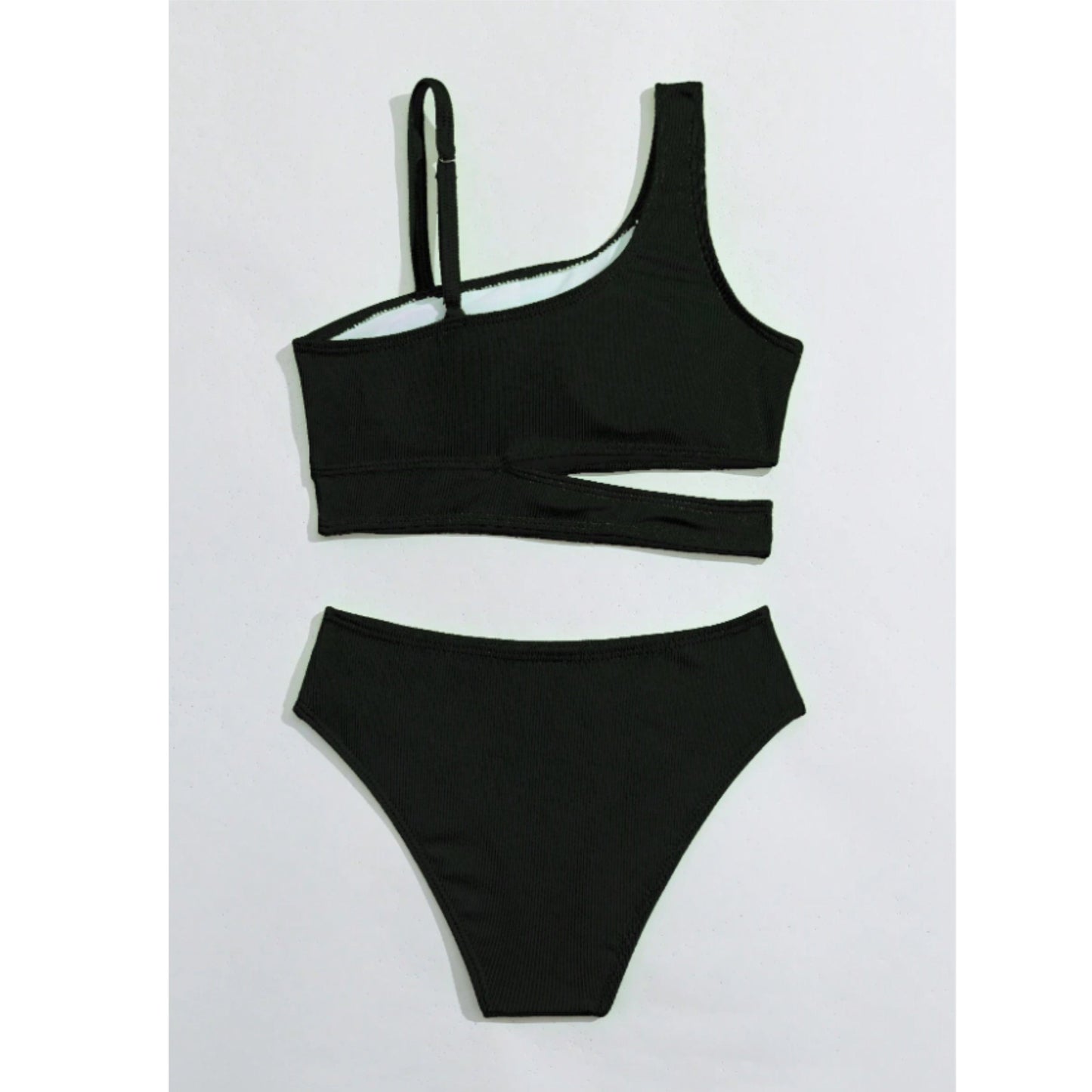 SHEIN Shein Womens Swimwear XL / Black SHEIN - Padded Asymmetrical Neck Separates Bikini