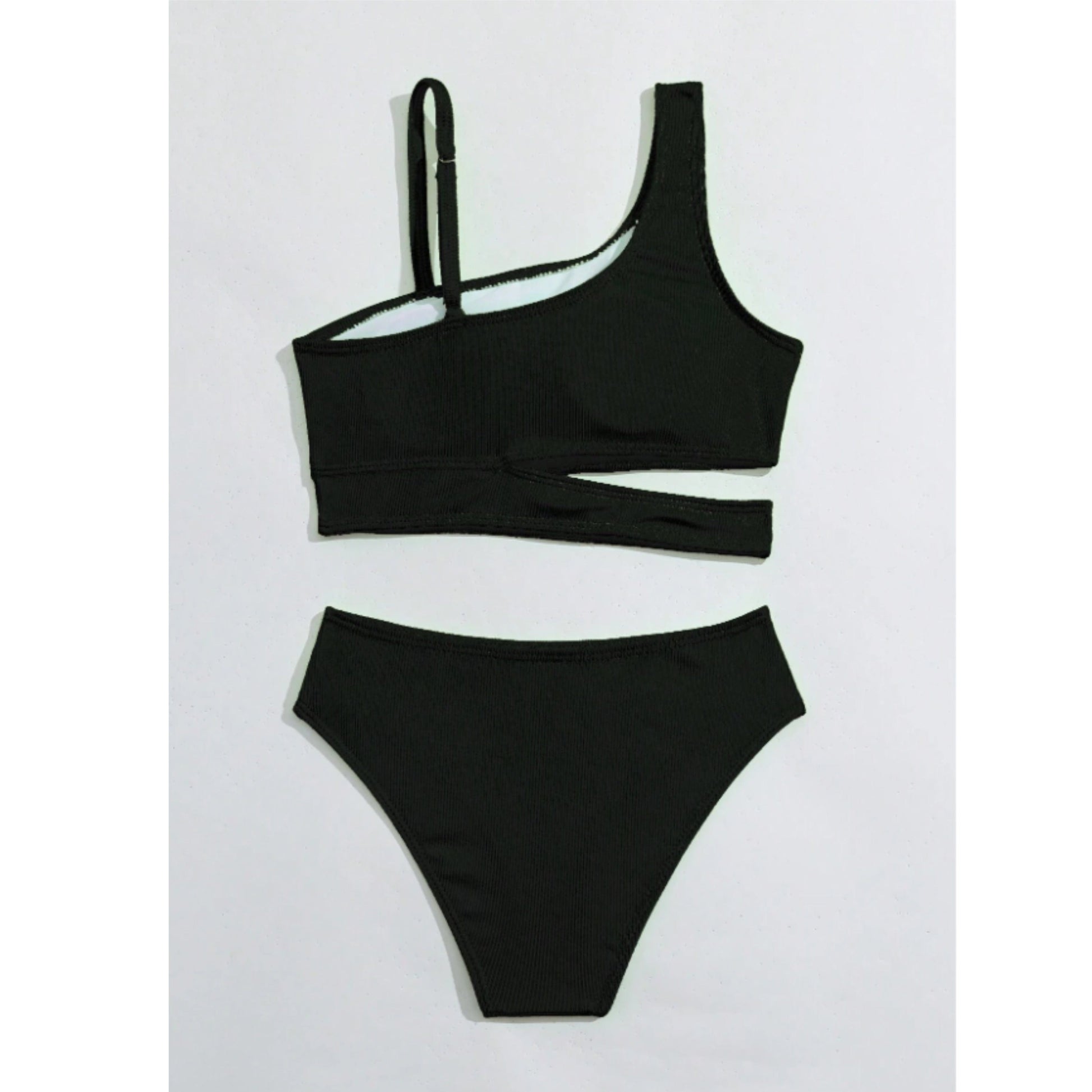SHEIN Shein Womens Swimwear XL / Black SHEIN - Padded Asymmetrical Neck Separates Bikini