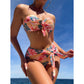 SHEIN Shein Womens Swimwear L / Multi-Color SHEIN - Print Front Knot Bandeau Bikini Swimsuit