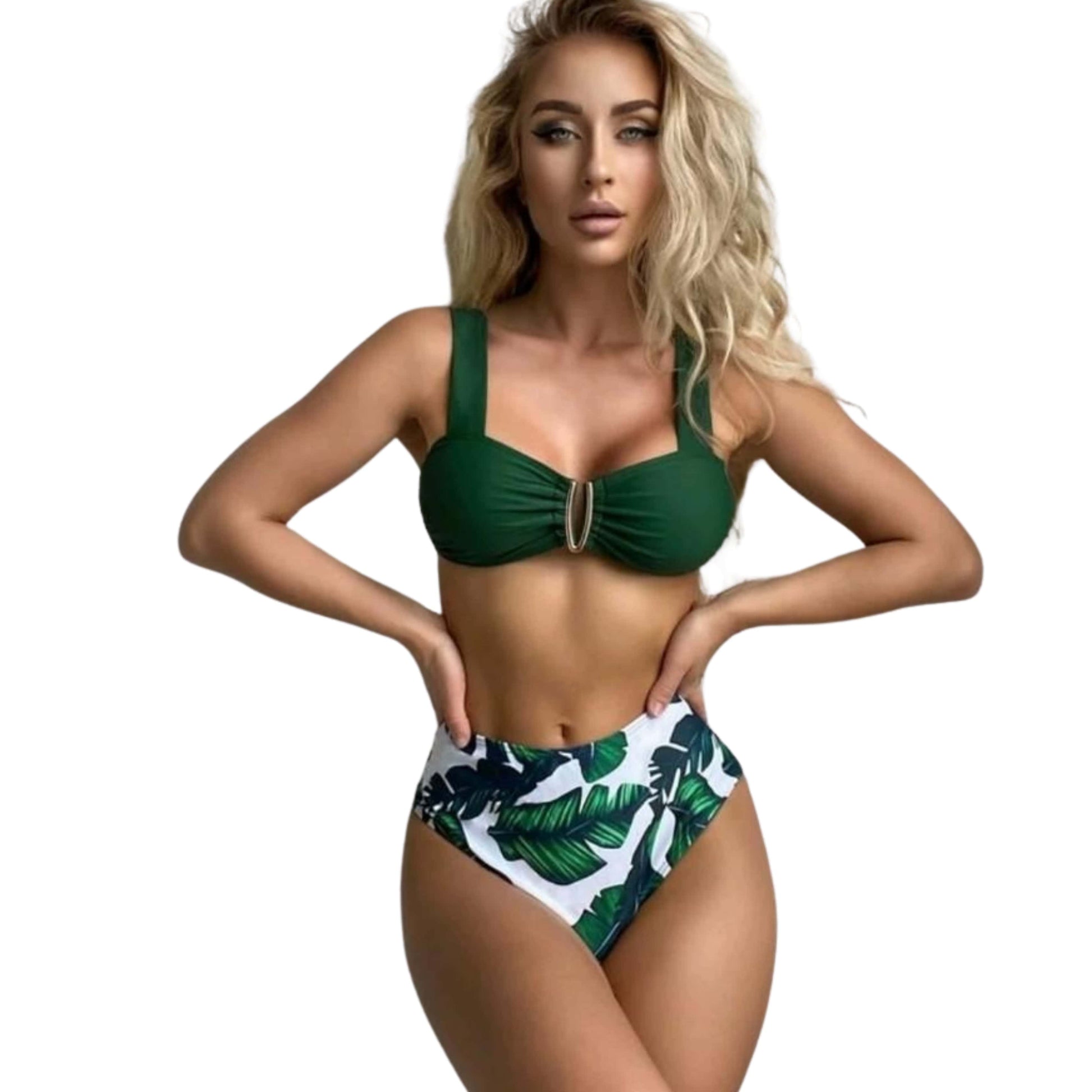SHEIN Shein Womens Swimwear L / Multi-Color SHEIN - Print V Wired Bikini Swimsuit