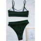 SHEIN Shein Womens Swimwear M / Dark green SHEIN - Ribbed high waist solid bikini