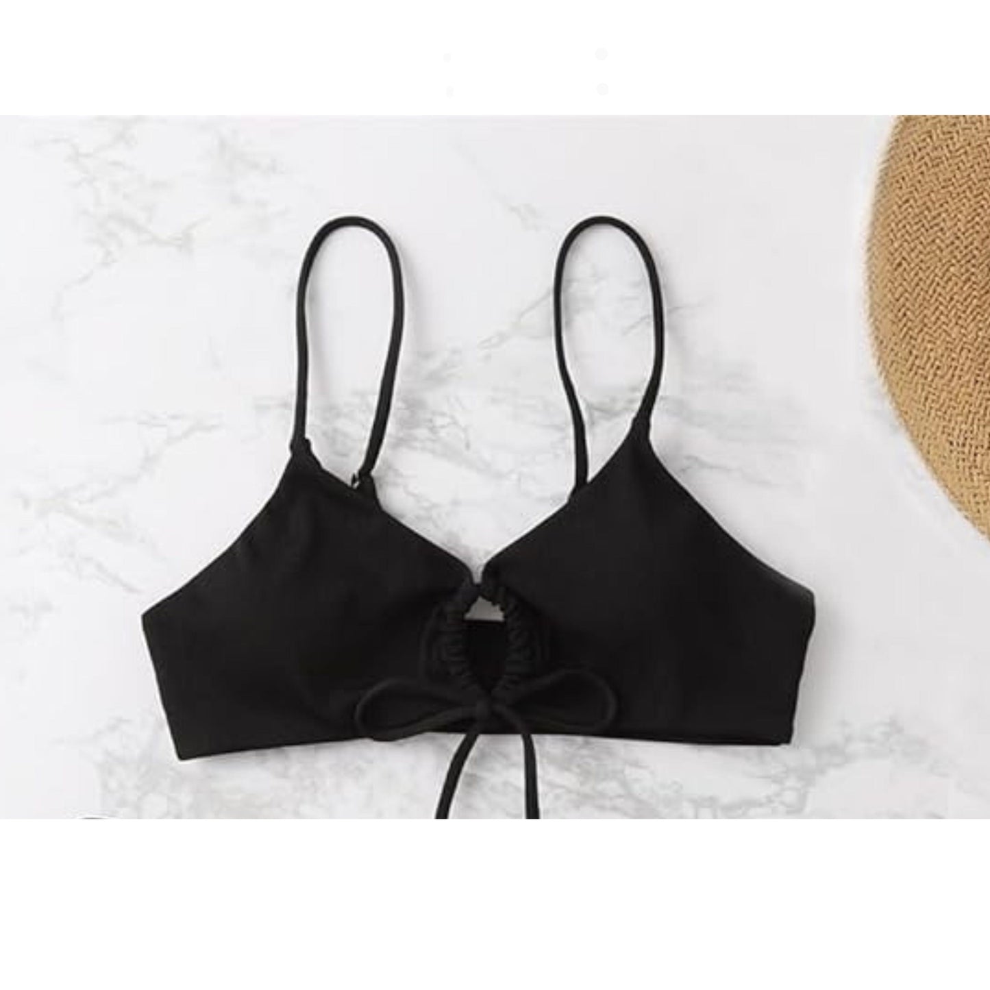 SHEIN Shein Womens Swimwear SHEIN - Ribbed peek aboo bikini top