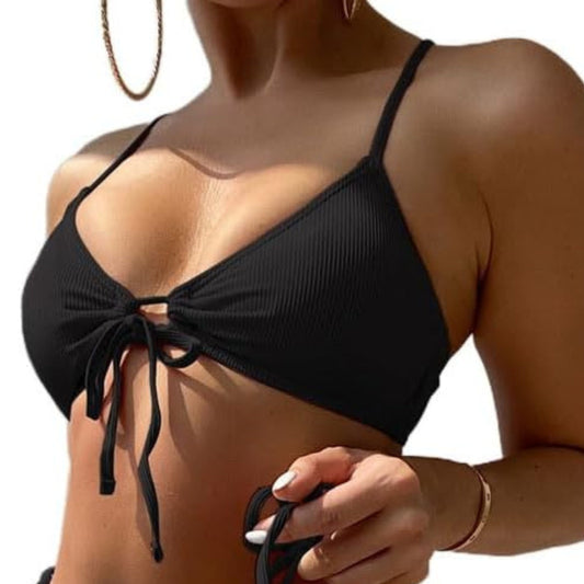 SHEIN Shein Womens Swimwear SHEIN - Ribbed peek aboo bikini top