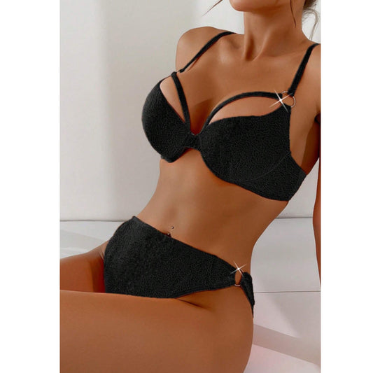 SHEIN Shein Womens Swimwear L / Black SHEIN - Ring Linked Underwire
