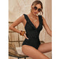 SHEIN Shein Womens Swimwear M / Black SHEIN - Ruffle design lace up one piece swimsuit