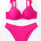 SHEIN Shein Womens Swimwear S / Fuchsia SHEIN - Ruffle Trim Push Up Swimwear Set