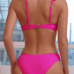 SHEIN Shein Womens Swimwear S / Fuchsia SHEIN - Ruffle Trim Push Up Swimwear Set