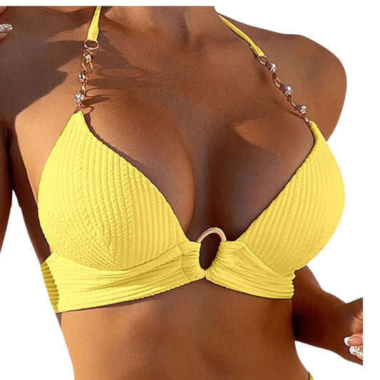 SHEIN Shein Womens Swimwear M / Yellow SHEIN - Sexy Push Up Swimwear Bra