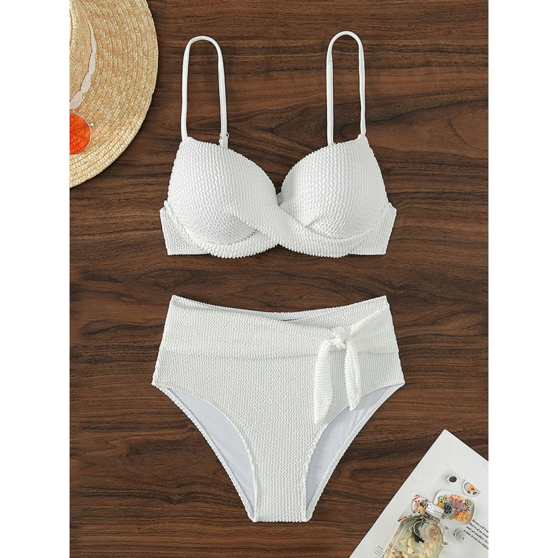 SHEIN Shein Womens Swimwear S / White SHEIN - Sexy Tie Bow Two Pieces Swimwear