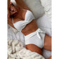 SHEIN Shein Womens Swimwear S / White SHEIN - Sexy Tie Bow Two Pieces Swimwear