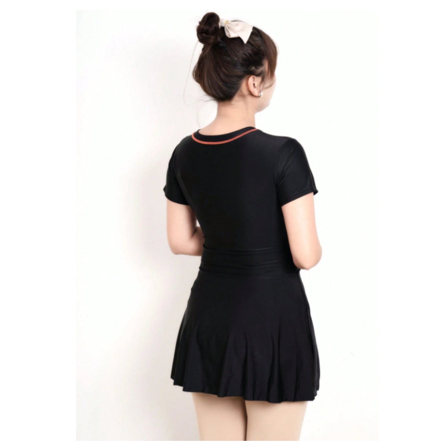 SHEIN Shein Womens Swimwear L / Black SHEIN - Short Sleeve Rash Guard Dress Two Pieces Swimwear