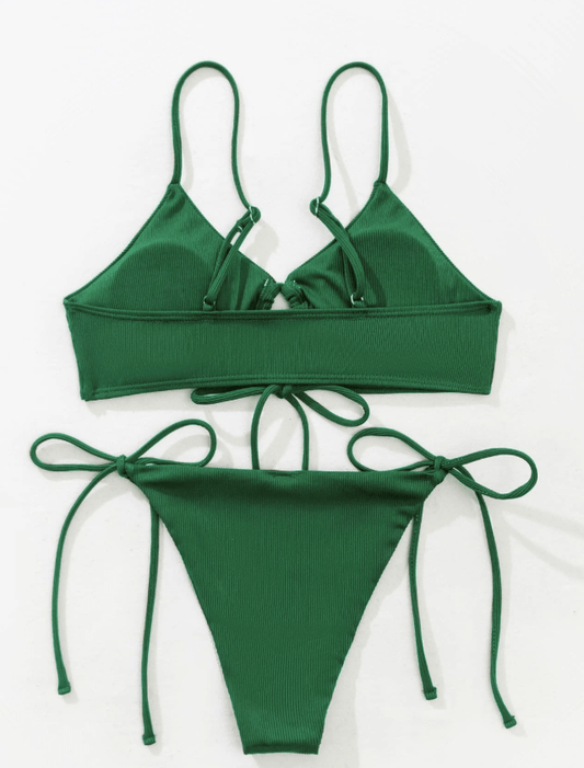 SHEIN Shein Womens Swimwear SHEIN - Side Rib Tie Two Pieces Swimwear
