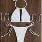 SHEIN Shein Womens Swimwear M / White SHEIN - Smocked Bikini Set Halter Bra & Thong Bottom 2 Piece