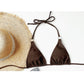 SHEIN Shein Womens Swimwear L / Brown SHEIN - Solid adjustable ring design bikini top