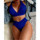 SHEIN Shein Womens Swimwear M / Blue SHEIN - Solid Backless Bikini Set