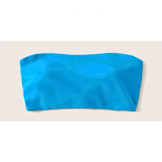 SHEIN Shein Womens Swimwear XL / Blue SHEIN - Solid bandu simple bikini top