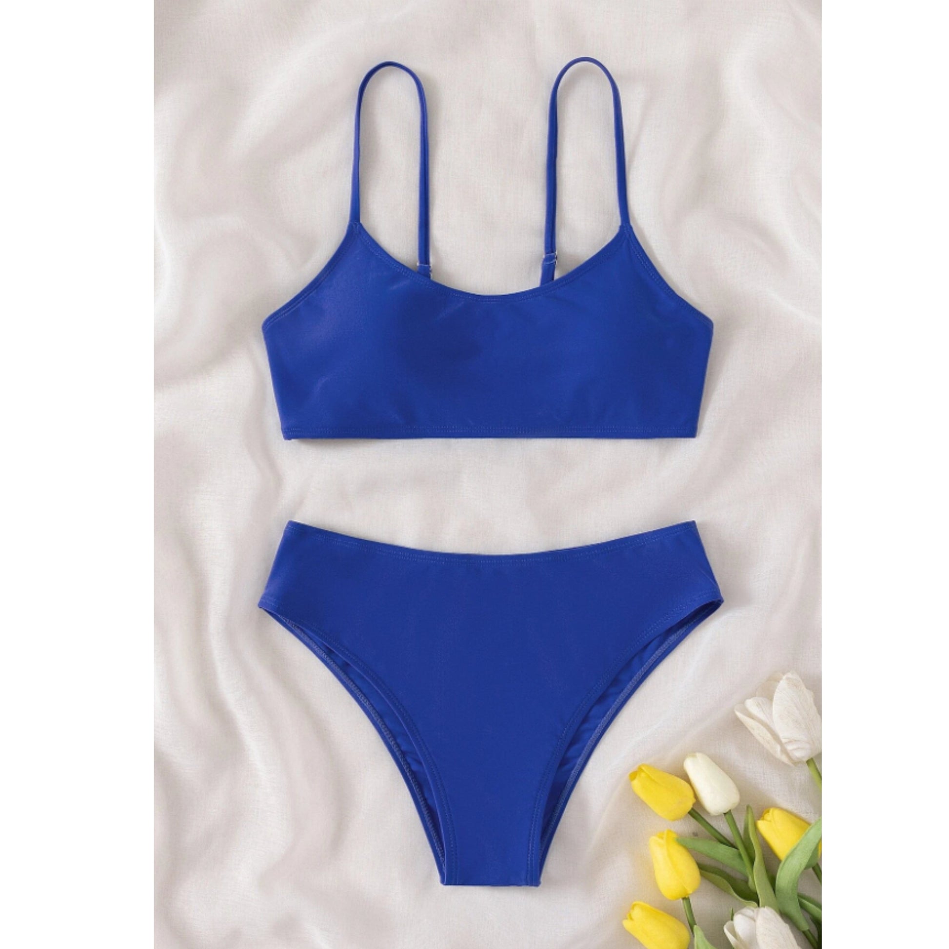 SHEIN Shein Womens Swimwear L / Navy SHEIN - Solid Bikini Set Summer Beach