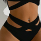 SHEIN Shein Womens Swimwear M / Black SHEIN -  Solid Color Hollow Out SplitTwo Pieces Swimwear
