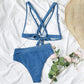 SHEIN Shein Womens Swimwear XL / Navy SHEIN - Solid Print Bikinis Swimsuit
