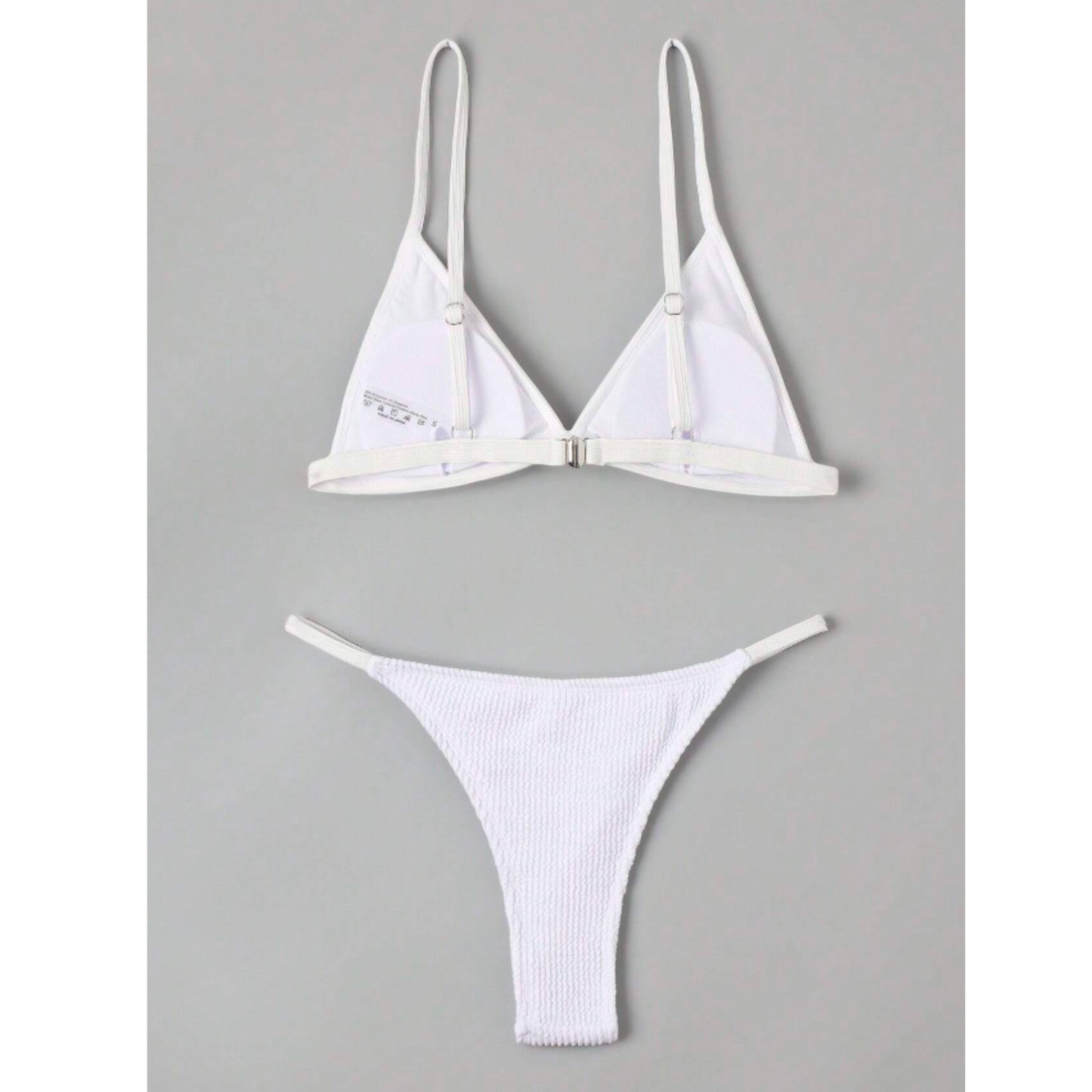 SHEIN Shein Womens Swimwear S / White SHEIN - Solid Triangle Bikini Set