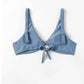 SHEIN Shein Womens Swimwear M / Light blue SHEIN - Solid V-neck bikini top