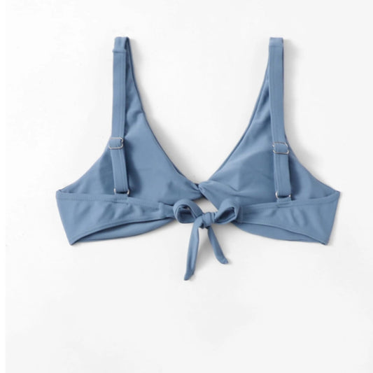 SHEIN Shein Womens Swimwear M / Light blue SHEIN - Solid V-neck bikini top