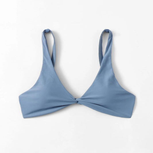 SHEIN Shein Womens Swimwear M / Light blue SHEIN - Solid V-neck bikini top