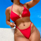 SHEIN Shein Womens Swimwear S / Red SHEIN - Sparkle Thong solid bikini