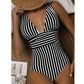 SHEIN Shein Womens Swimwear L / Multi-Color SHEIN - Striped Ruched One Piece Swimsuit