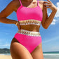 SHEIN Shein Womens Swimwear L / Pink SHEIN - Suits Tape High Waisted Bikini