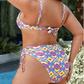 SHEIN Shein Womens Swimwear L / Multi-Color SHEIN - Swim Curve Allover Print Push Up Bikini Set