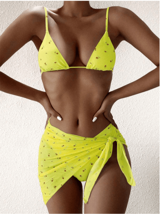 SHEIN Shein Womens Swimwear M / Yellow SHEIN - Swim Mod Summer Beach Ditsy Floral Bikini Set