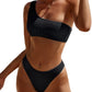 SHEIN Shein Womens Swimwear M / Black SHEIN -  Swim Summer Beach Textured Bikini Set