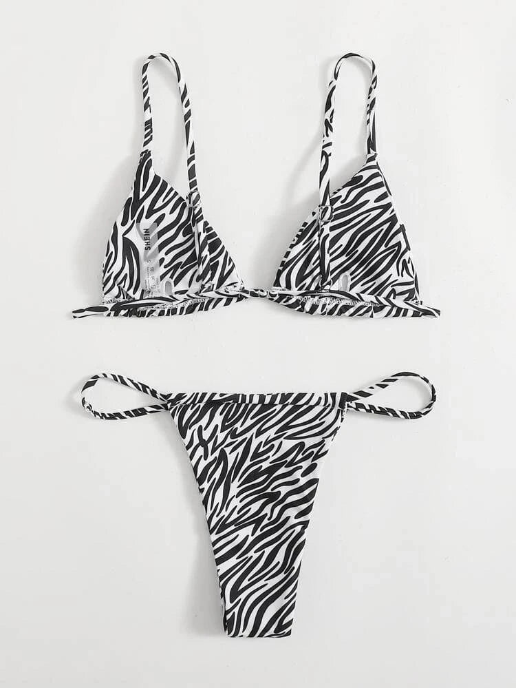 SHEIN Shein Womens Swimwear S / Multi-Color SHEIN -  Swim Summer Beach Zebra Striped
