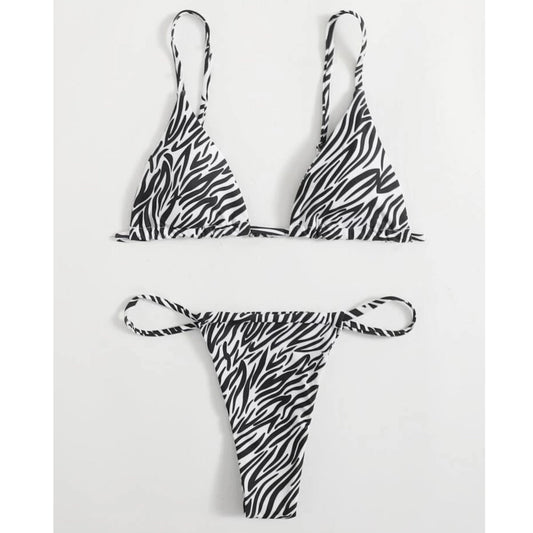 SHEIN Shein Womens Swimwear S / Multi-Color SHEIN -  Swim Summer Beach Zebra Striped
