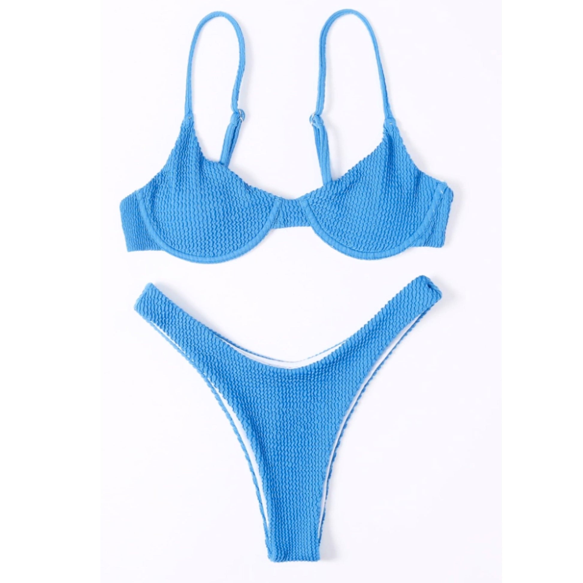 SHEIN Shein Womens Swimwear M / Blue SHEIN - Swim Textured Underwire Bikini