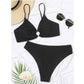 SHEIN Shein Womens Swimwear M / Black SHEIN -  Swim Tight O-Ring Detail Cami Bra & Bikini Bottoms 2 Piece Swimsuit