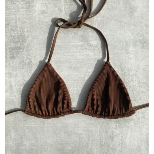 SHEIN Shein Womens Swimwear L / Brown SHEIN - Texture Design Swimwear Bra