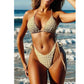 SHEIN Shein Womens Swimwear S / Beige SHEIN - Textured 2 piece tie swimsuit