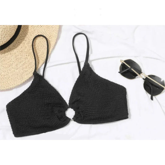 SHEIN Shein Womens Swimwear M / Black SHEIN - Textured bikin top