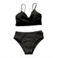 SHEIN Shein Womens Swimwear S / Black SHEIN - Textured front cross 2 piece bikini