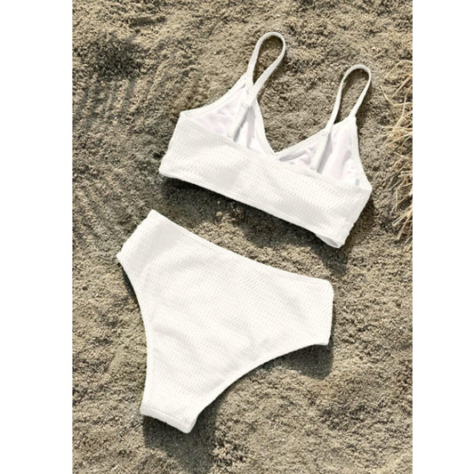 SHEIN Shein Womens Swimwear SHEIN - Textured front cross 2 piece bikini