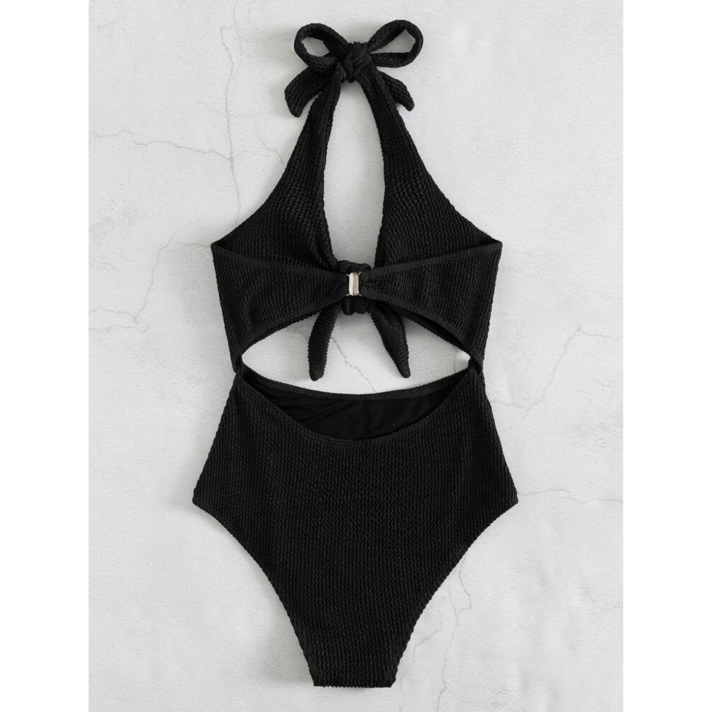 SHEIN Shein Womens Swimwear SHEIN - Textured Knot Front One-Piece Swimsuit